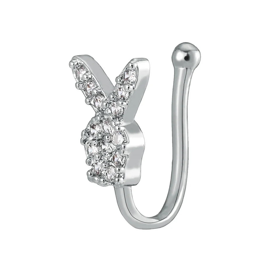 Fake Nose Ring Crystal Ear Cuff False Piercing Body Jewelry for Women Teens Golden Silver Color CZ Zircon Cooper Clip Ornaments