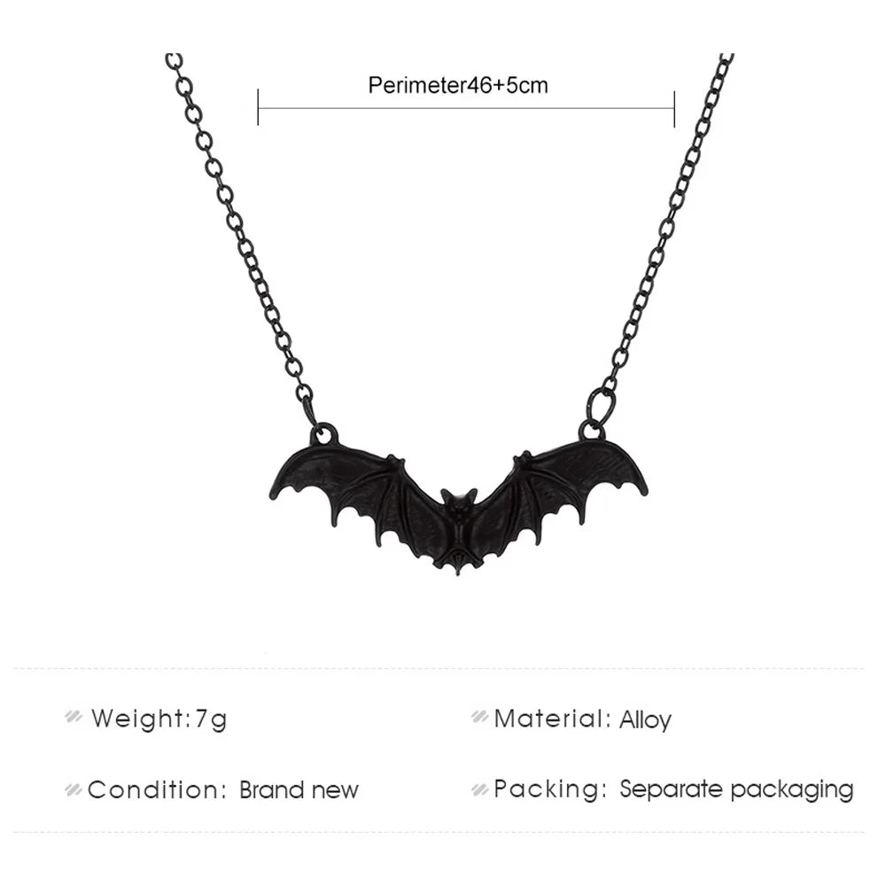 Gothic Bat Necklace for Women Men Punk Hip Hop Rock Vintage Metal Pendant Necklace Party Halloween Jewelry Gifts Cool Thing 2023