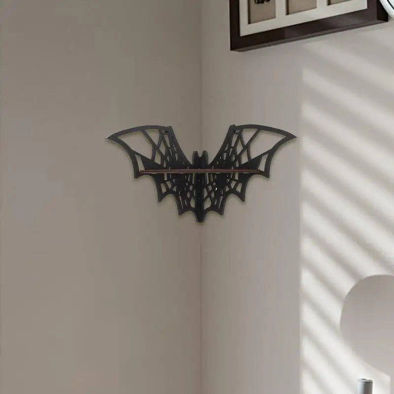 Bat Corner Shelves Wooden Floating Bat Wall Corner Shelves Gothic Jewelry Display Shelf Halloween Decorative Shelf For Home