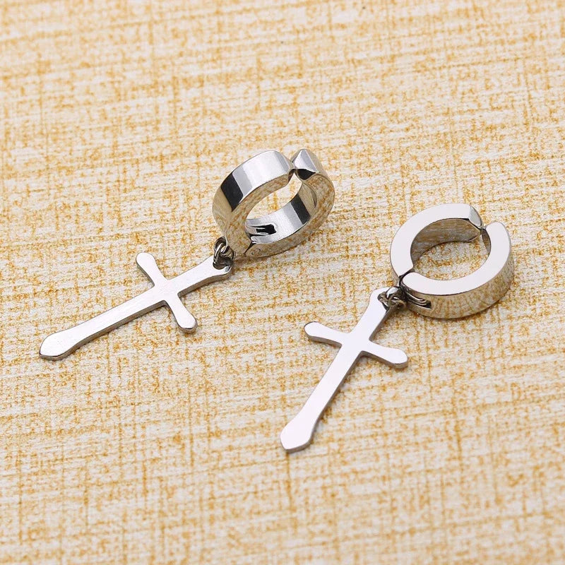 1/6 pairs No Piercing Earrings Titanium Steel Clip-on Fake Earring Round Ear Clip For Women Men Punk Party Fashion Sexy Jewelry