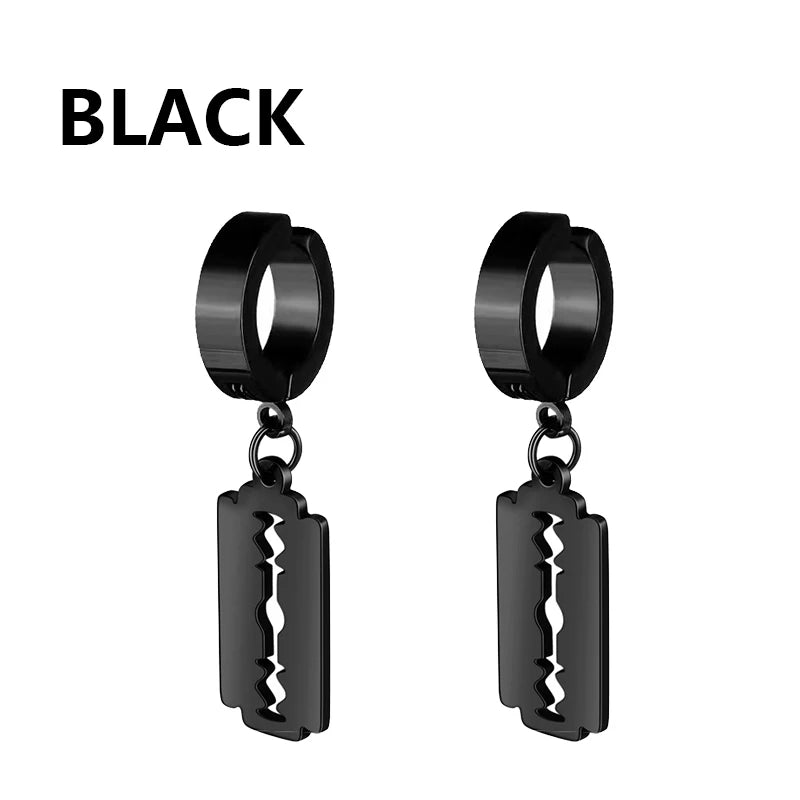 1Pair Unisex Punk Fashion Cross Pendant Ear Clip Non-Piercing Earrings Fake Earrings Gift for Men Women Jewelry Daily Wear