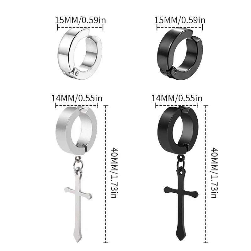1/6 pairs No Piercing Earrings Titanium Steel Clip-on Fake Earring Round Ear Clip For Women Men Punk Party Fashion Sexy Jewelry