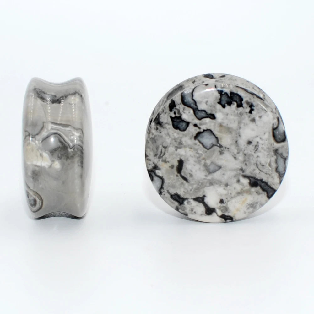 2PCS Natural Stone Double Flared Plug Opal Quartz Ear Tunnel Gauge Colorful Stone Ear Expander Weight Body Piercing Jewelry