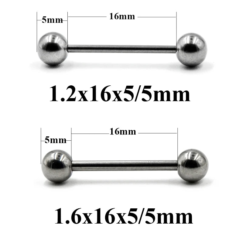 2 Pieces 14G/16G Surgical Steel Long Industrial Barbell Ring Tongue Nipple Bar Tragus Helix Ear Piercing Body Fashion Jewelry