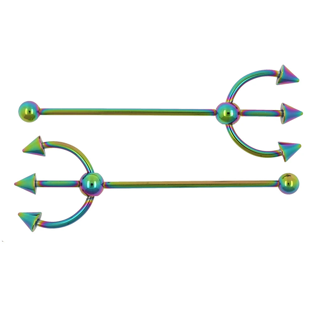 JHJT 1PC 14G Industrial Barbell Piercing Fork Shape Surgical Steel Bar Cartilage Earring Helix industrial Piercing  Jewelry