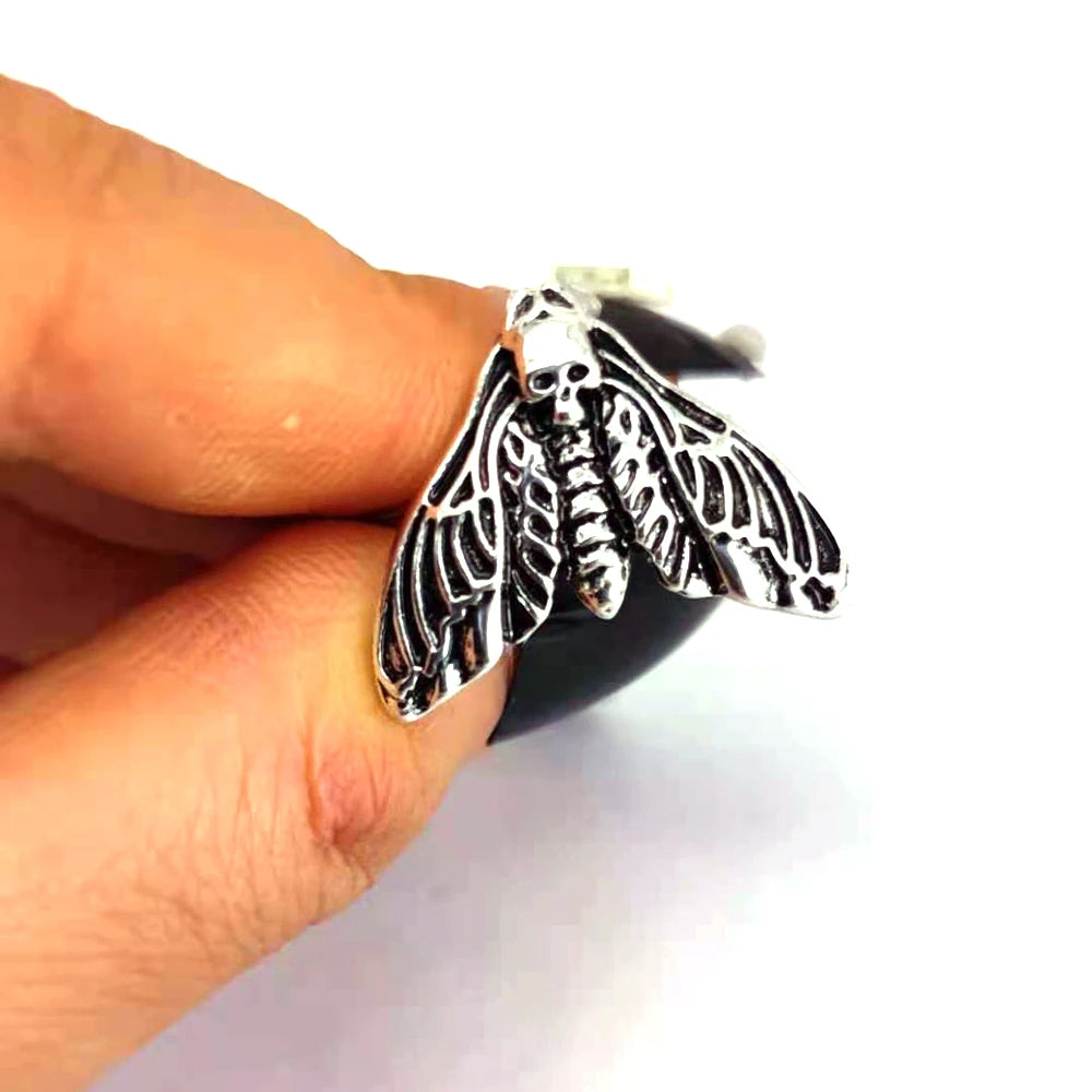 hzew 1pcs Resizable Death Head Skull Butterfly Moth Ring Creativity Gift For Women Men