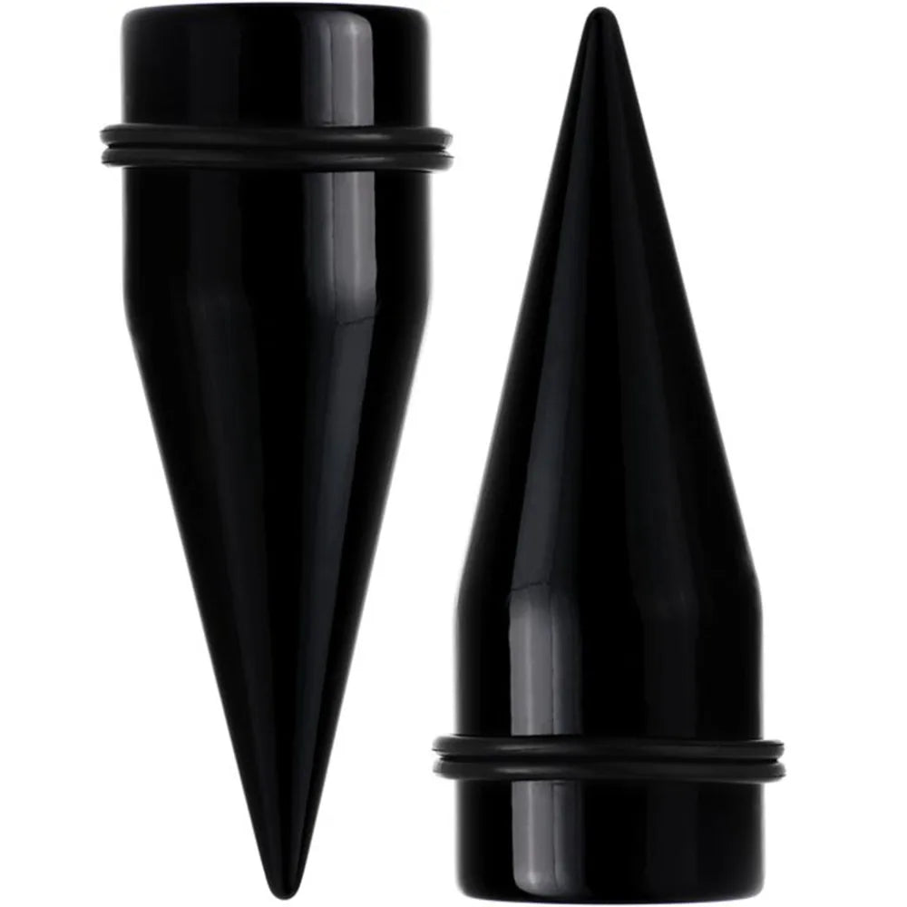1 Pair Large Size UV Acrylic Black Ear Gauges Ear Taper Tunnel Ear Plug Stretching Expander Body Piercing Wholesale Jewelry