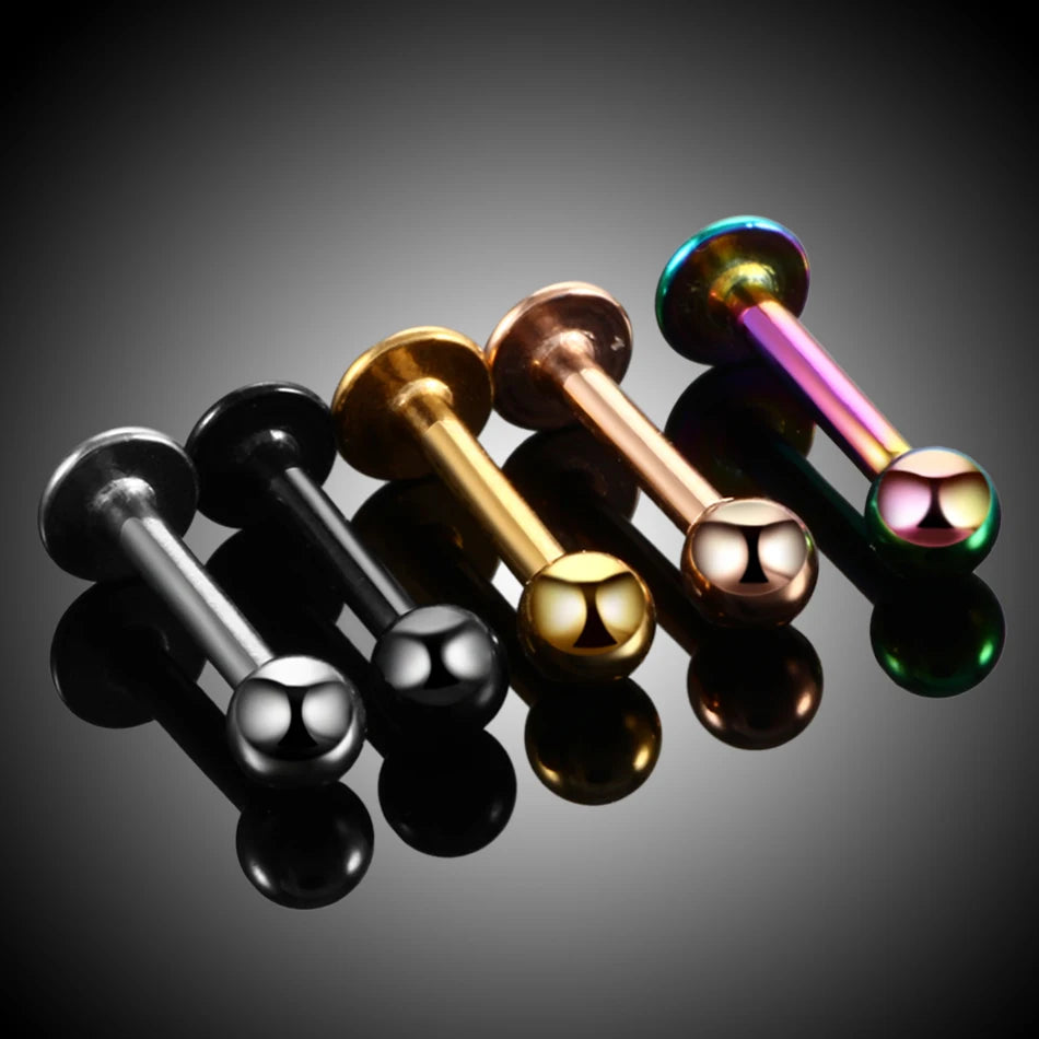 10pcs/lot Steel 16G Tragus Helix Bar 3mm Ball Labret Lip Bar Rings Stud Cartilage Ear Piercings Body Jewelry For Women Men