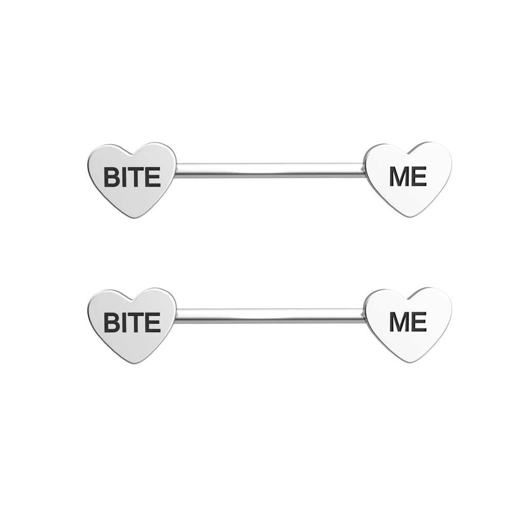 2pcs Cute Nipple Piercings Barbell Stainless Steel Crystal Nipple Shield Cover Heart Flower Nipple Rings Jewelry Body 1.6mm*16mm