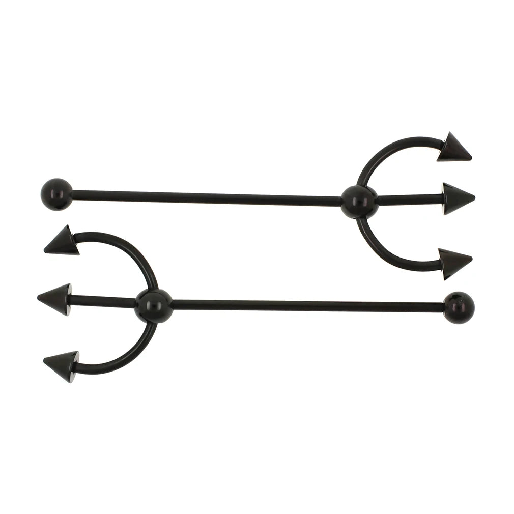 JHJT 1PC 14G Industrial Barbell Piercing Fork Shape Surgical Steel Bar Cartilage Earring Helix industrial Piercing  Jewelry