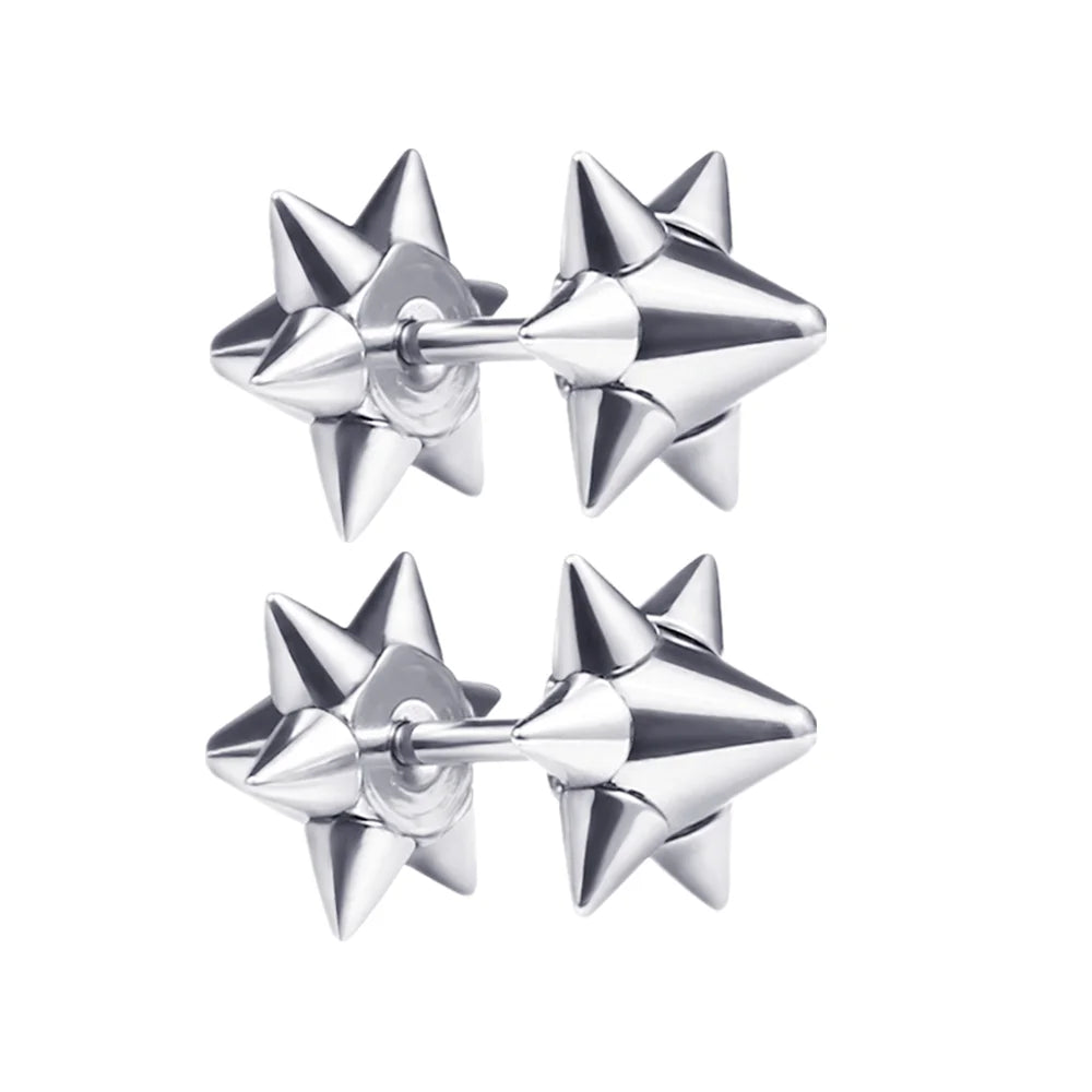 2021 Punk Stainless Surgical Steel Women Men's Stud Earrings Small Gothic Geometry Skeleton Rock Zircon Hip Hop Jewelry Earrings