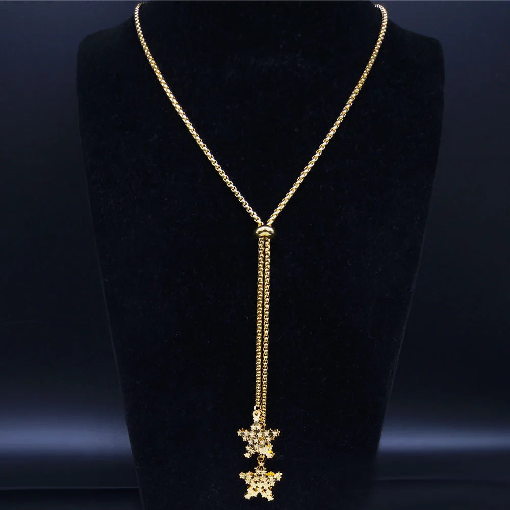Fashion Bee Stainless Steel Long Necklace for Women Gold Color Statement Necklace Jewelry colgantes mujer moda N1525S03