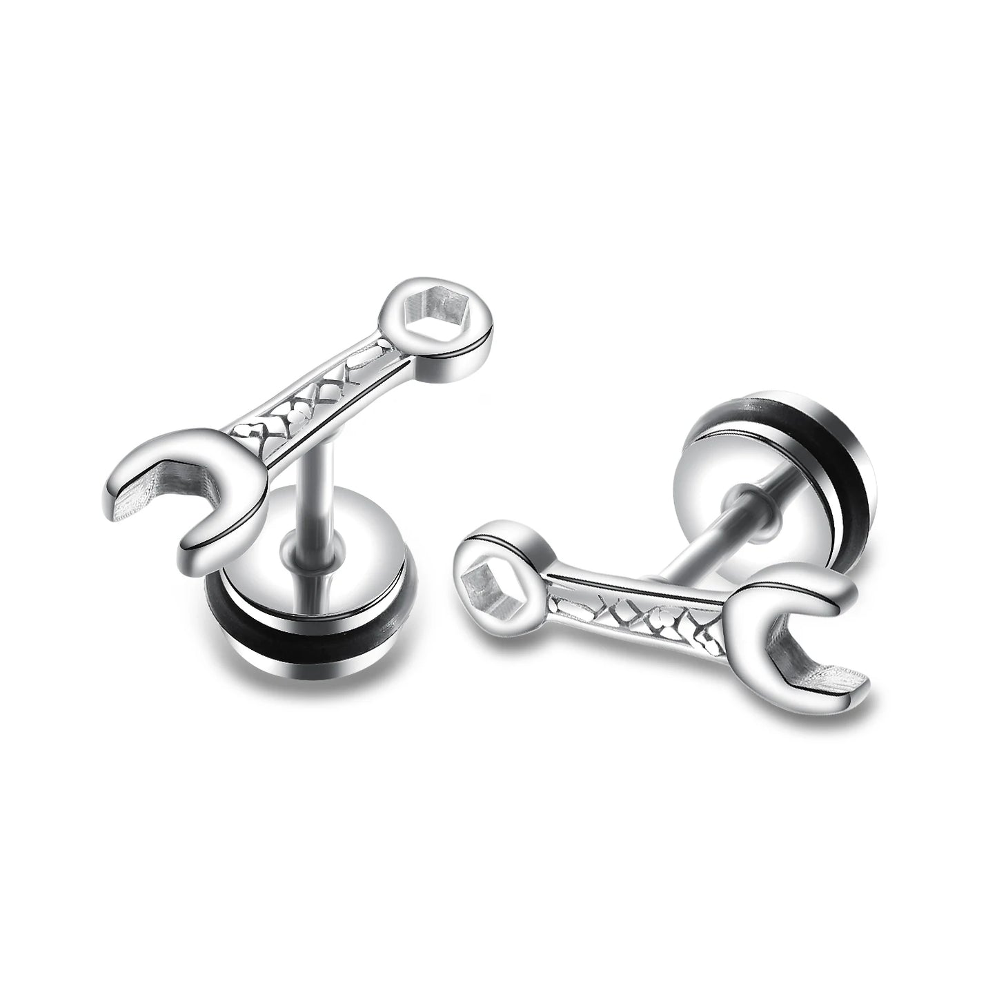 2021 Punk Stainless Surgical Steel Women Men's Stud Earrings Small Gothic Geometry Skeleton Rock Zircon Hip Hop Jewelry Earrings