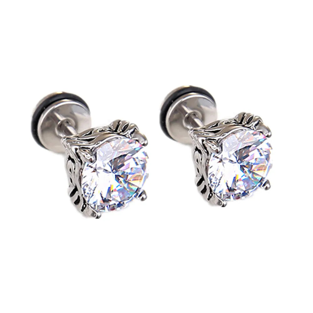 2021 Punk Stainless Surgical Steel Women Men's Stud Earrings Small Gothic Geometry Skeleton Rock Zircon Hip Hop Jewelry Earrings