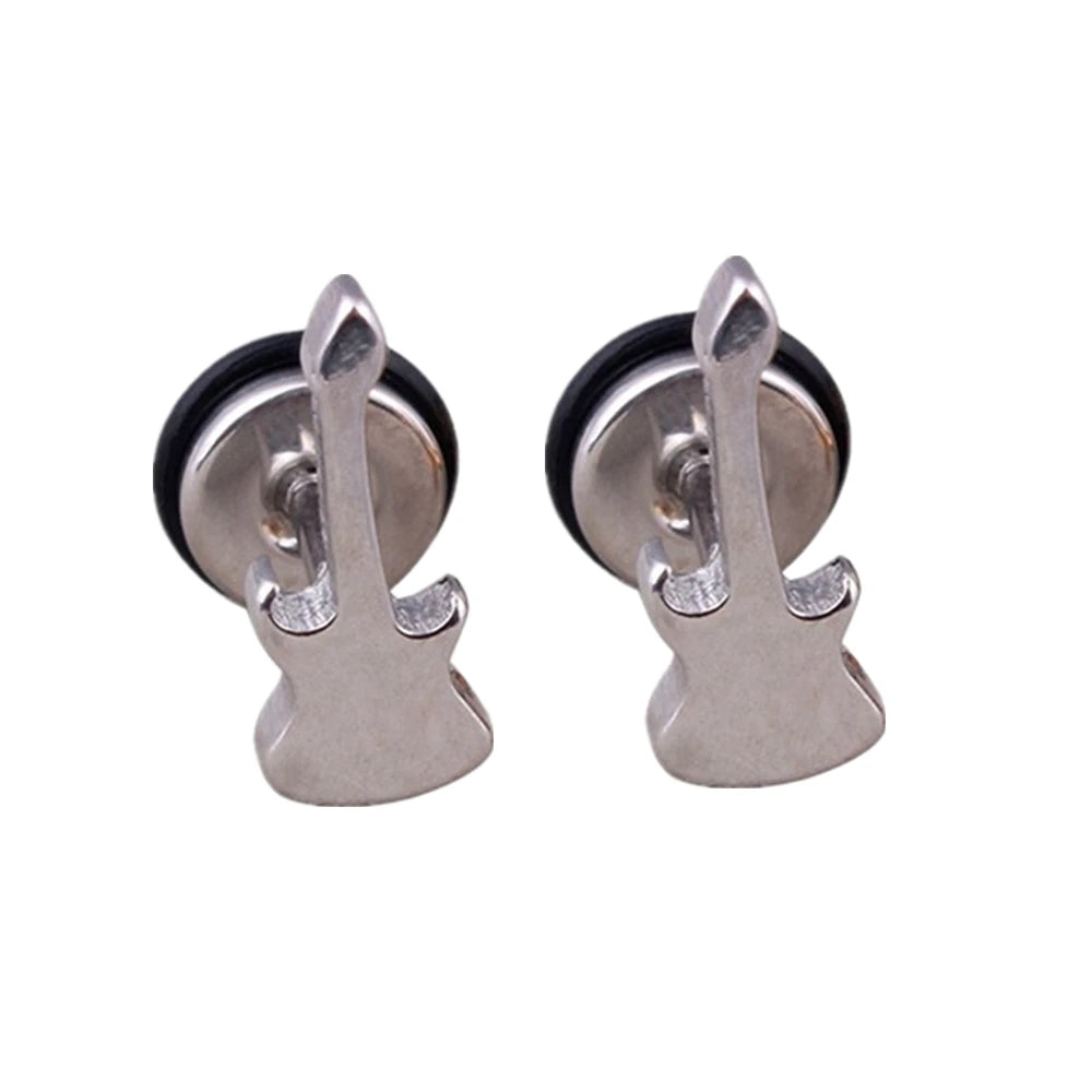 2021 Punk Stainless Surgical Steel Women Men's Stud Earrings Small Gothic Geometry Skeleton Rock Zircon Hip Hop Jewelry Earrings