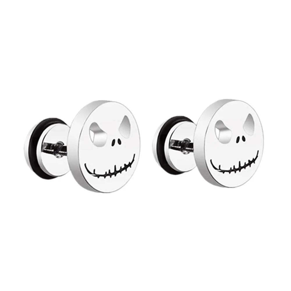 2021 Punk Stainless Surgical Steel Women Men's Stud Earrings Small Gothic Geometry Skeleton Rock Zircon Hip Hop Jewelry Earrings