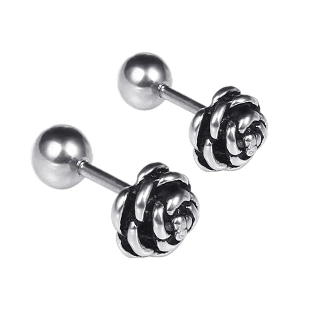 2021 Punk Stainless Surgical Steel Women Men's Stud Earrings Small Gothic Geometry Skeleton Rock Zircon Hip Hop Jewelry Earrings
