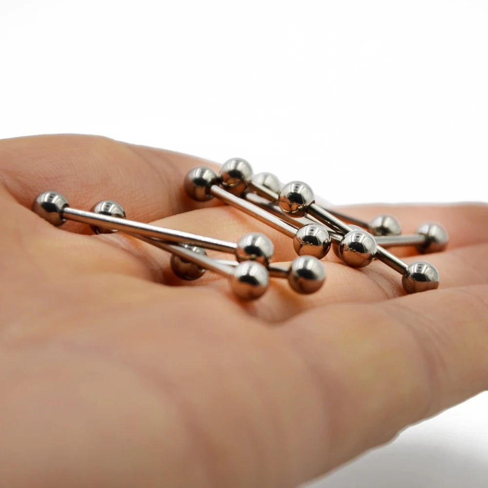 2 Pieces 14G/16G Surgical Steel Long Industrial Barbell Ring Tongue Nipple Bar Tragus Helix Ear Piercing Body Fashion Jewelry