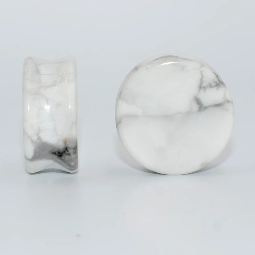 2PCS Natural Stone Double Flared Plug Opal Quartz Ear Tunnel Gauge Colorful Stone Ear Expander Weight Body Piercing Jewelry