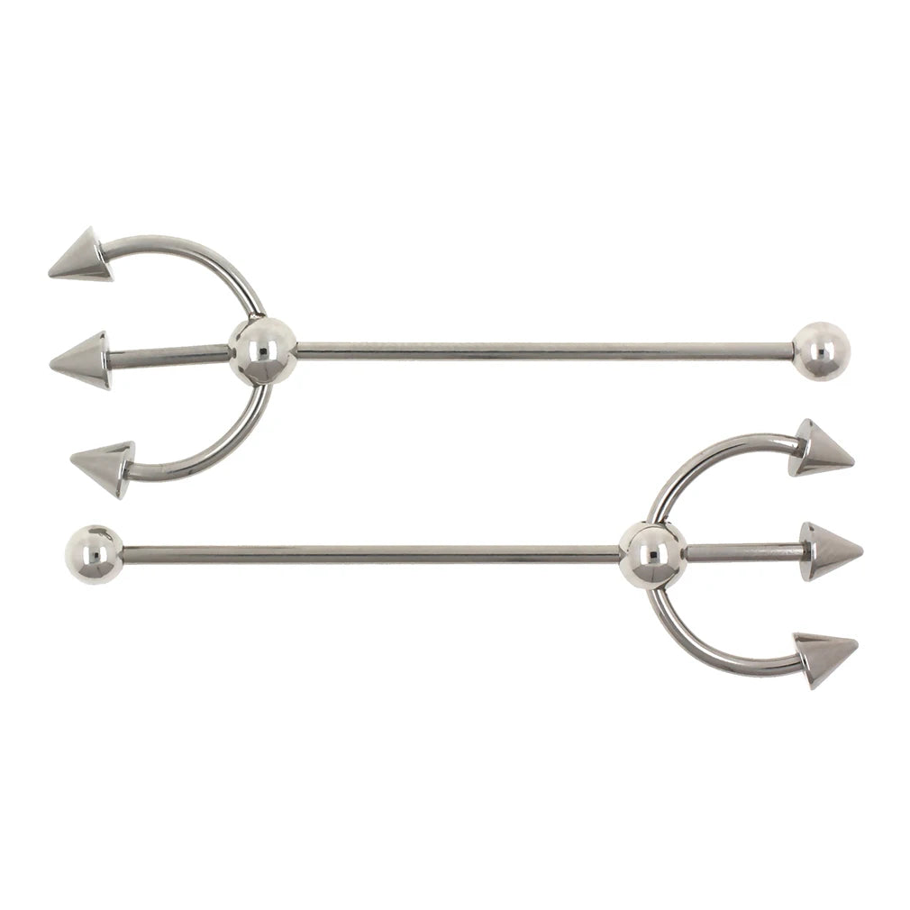JHJT 1PC 14G Industrial Barbell Piercing Fork Shape Surgical Steel Bar Cartilage Earring Helix industrial Piercing  Jewelry