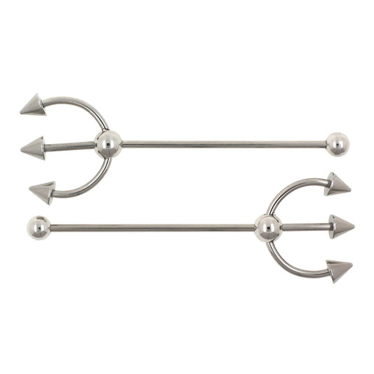 JHJT 1PC 14G Industrial Barbell Piercing Fork Shape Surgical Steel Bar Cartilage Earring Helix industrial Piercing  Jewelry