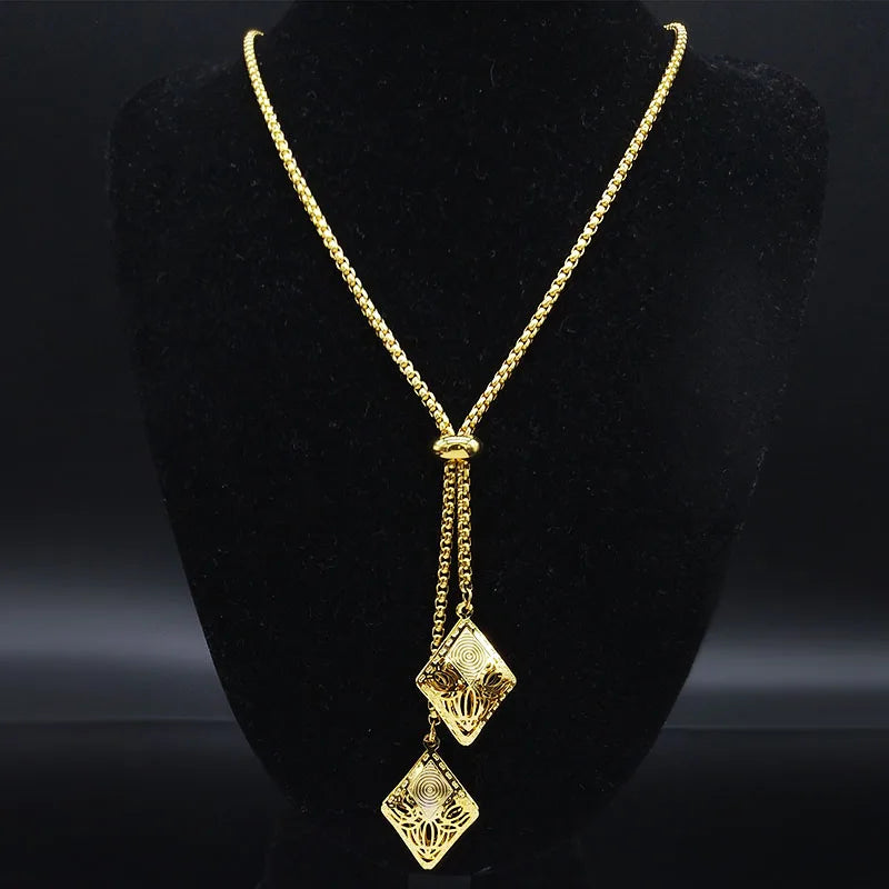 Fashion Bee Stainless Steel Long Necklace for Women Gold Color Statement Necklace Jewelry colgantes mujer moda N1525S03