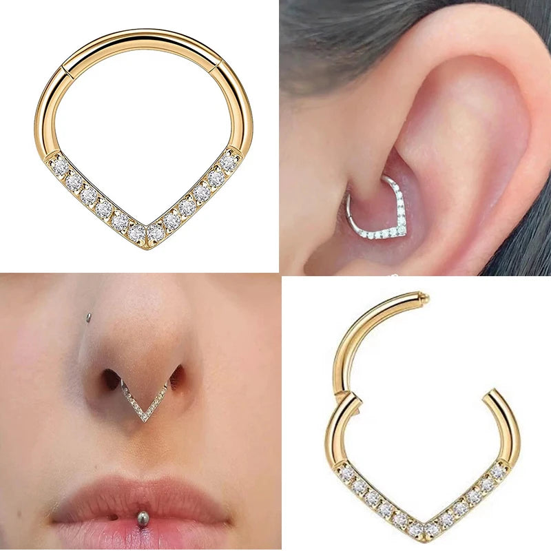 F136 Titanium Piercing Clicker Segment Hoop Nose Rings Earrings Nose Septum Piercing Ear Tragus Cartilage Helix Lip Ear Piercing