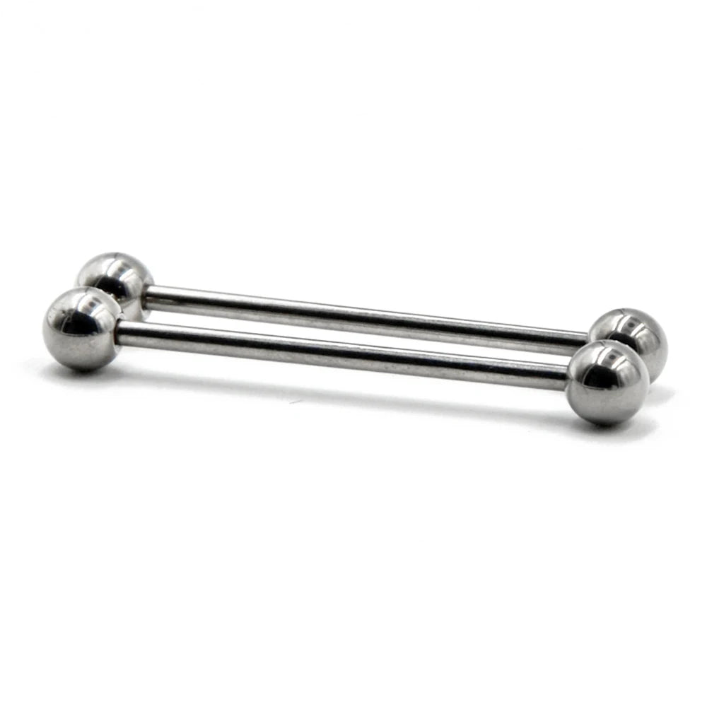 2 Pieces 14G/16G Surgical Steel Long Industrial Barbell Ring Tongue Nipple Bar Tragus Helix Ear Piercing Body Fashion Jewelry