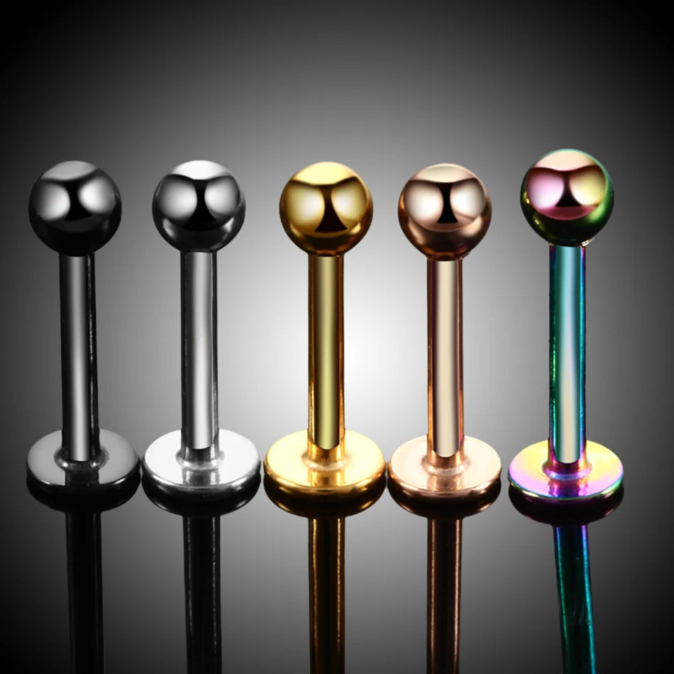 10pcs/lot Steel 16G Tragus Helix Bar 3mm Ball Labret Lip Bar Rings Stud Cartilage Ear Piercings Body Jewelry For Women Men