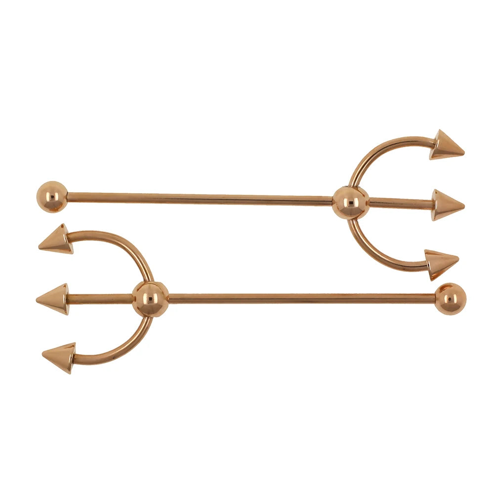 JHJT 1PC 14G Industrial Barbell Piercing Fork Shape Surgical Steel Bar Cartilage Earring Helix industrial Piercing  Jewelry