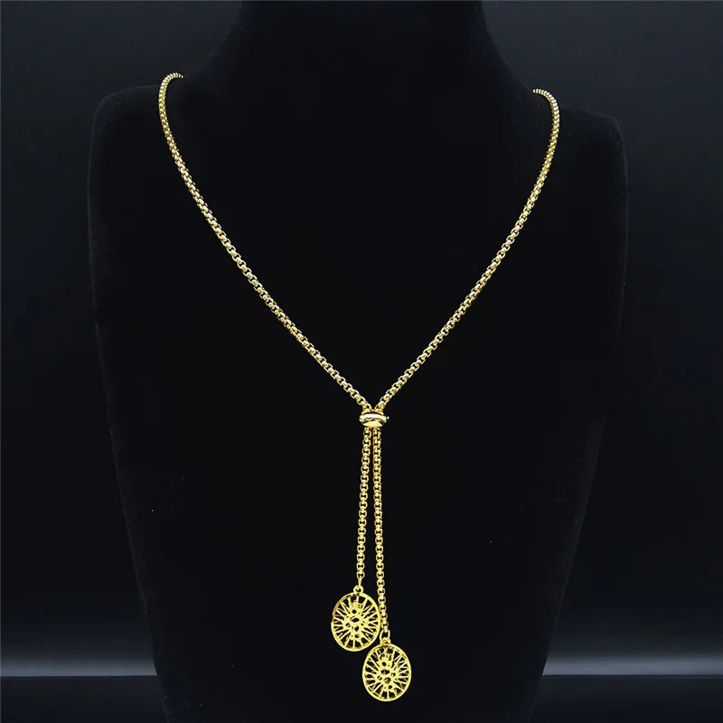 Fashion Bee Stainless Steel Long Necklace for Women Gold Color Statement Necklace Jewelry colgantes mujer moda N1525S03