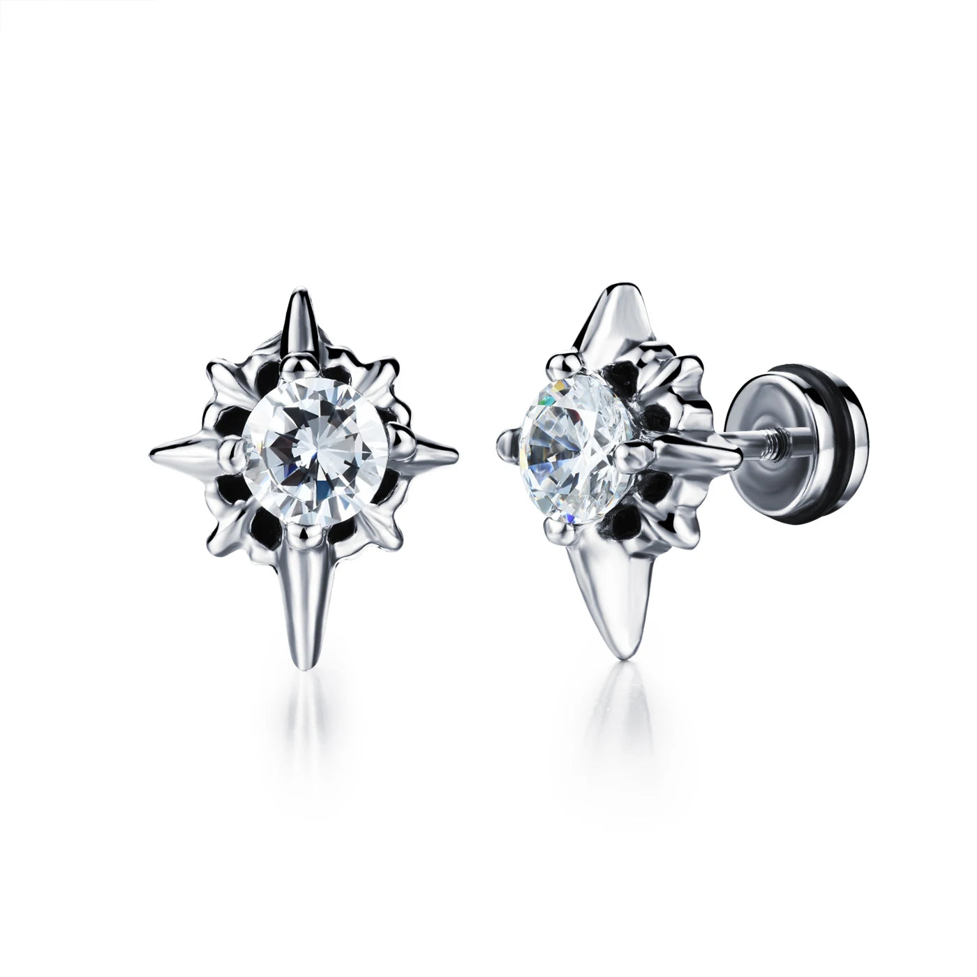 2021 Punk Stainless Surgical Steel Women Men's Stud Earrings Small Gothic Geometry Skeleton Rock Zircon Hip Hop Jewelry Earrings