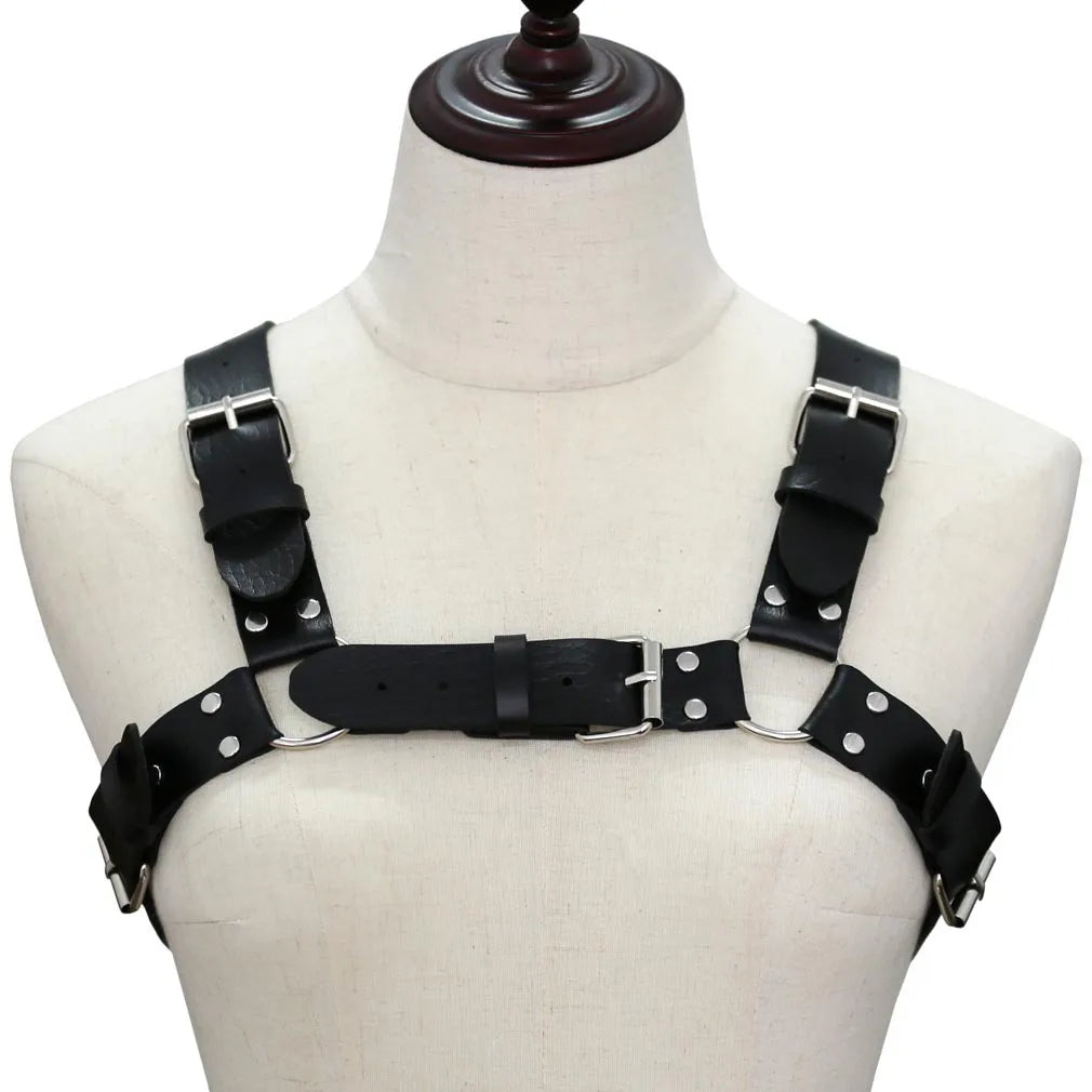 Decopunk Punk Gothic Chest Shoulder Strap Body Binding Belt Men and Women Leather Adjustable Belt Sling Safety Punk Gothic Belt