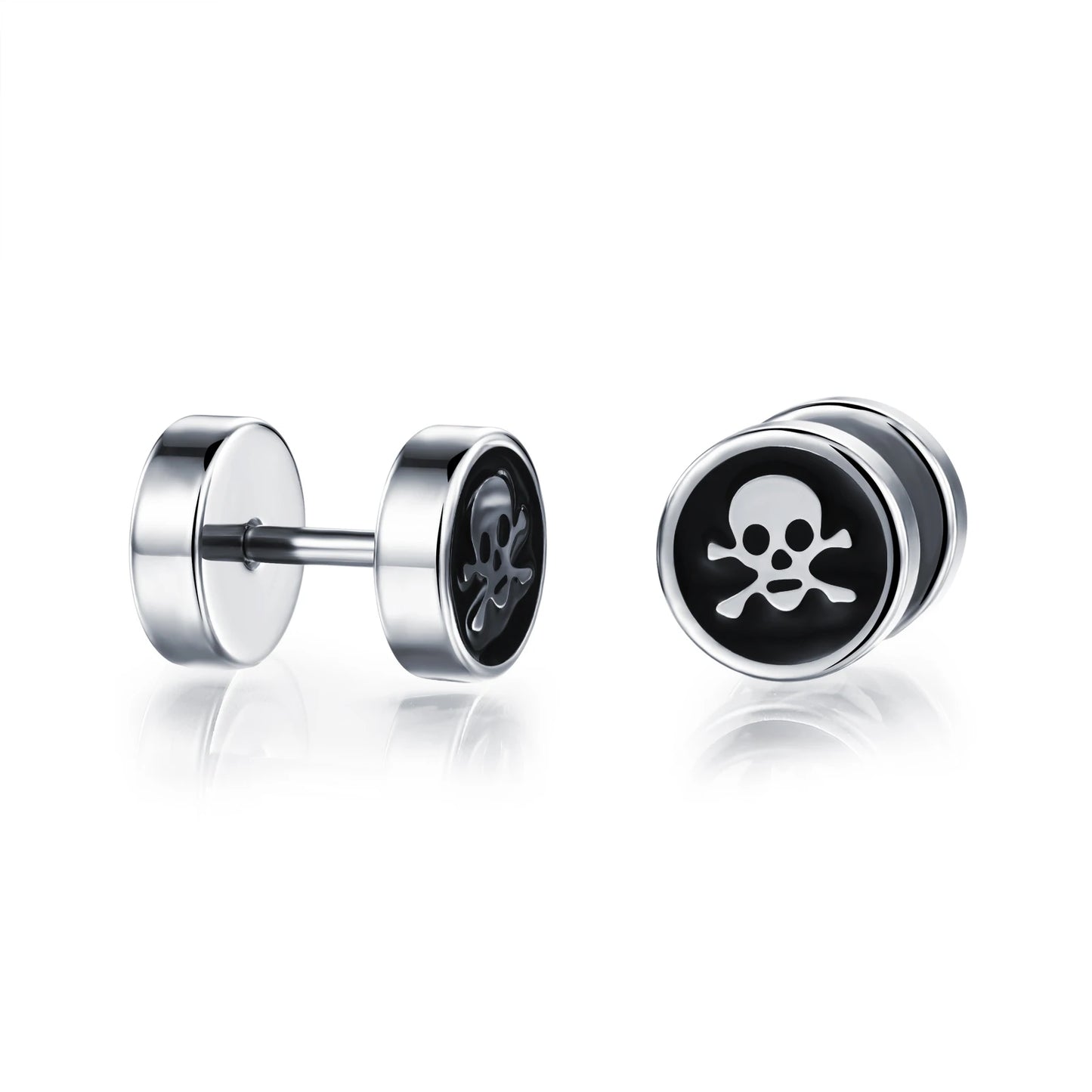 2021 Punk Stainless Surgical Steel Women Men's Stud Earrings Small Gothic Geometry Skeleton Rock Zircon Hip Hop Jewelry Earrings
