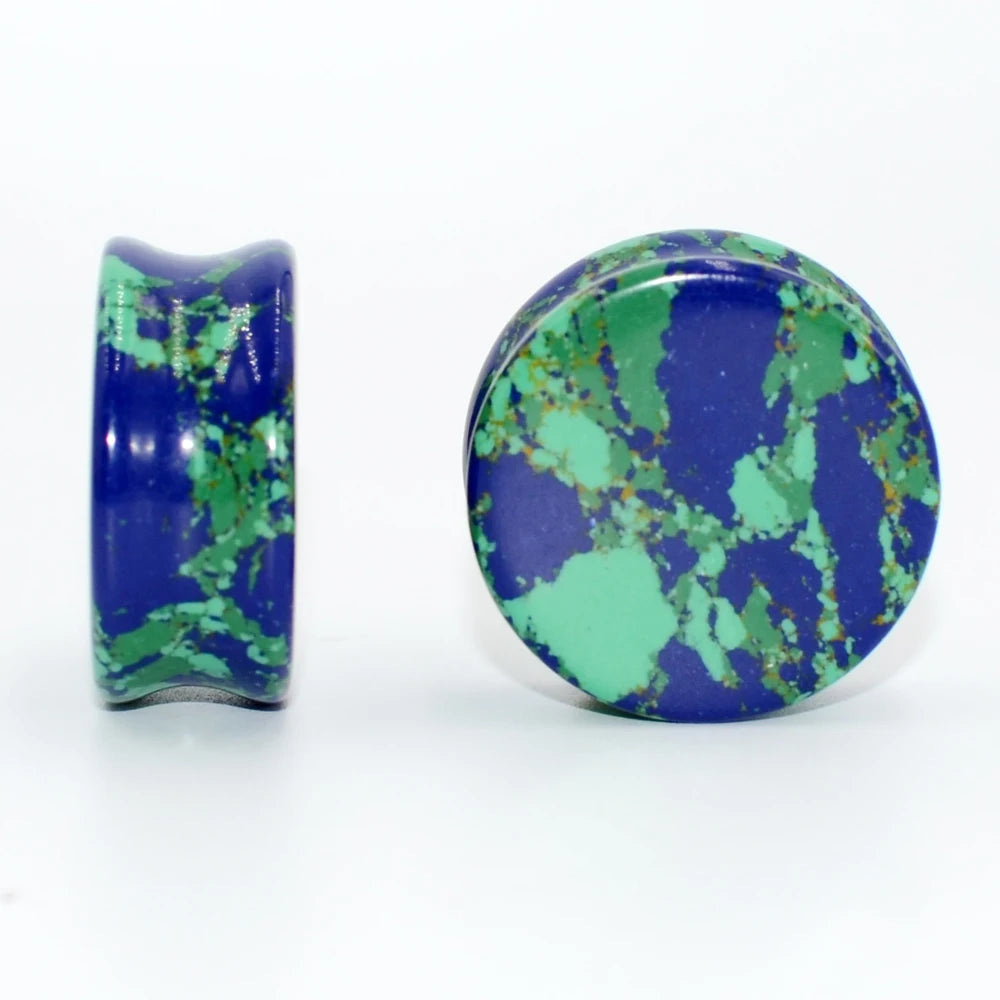 2PCS Natural Stone Double Flared Plug Opal Quartz Ear Tunnel Gauge Colorful Stone Ear Expander Weight Body Piercing Jewelry