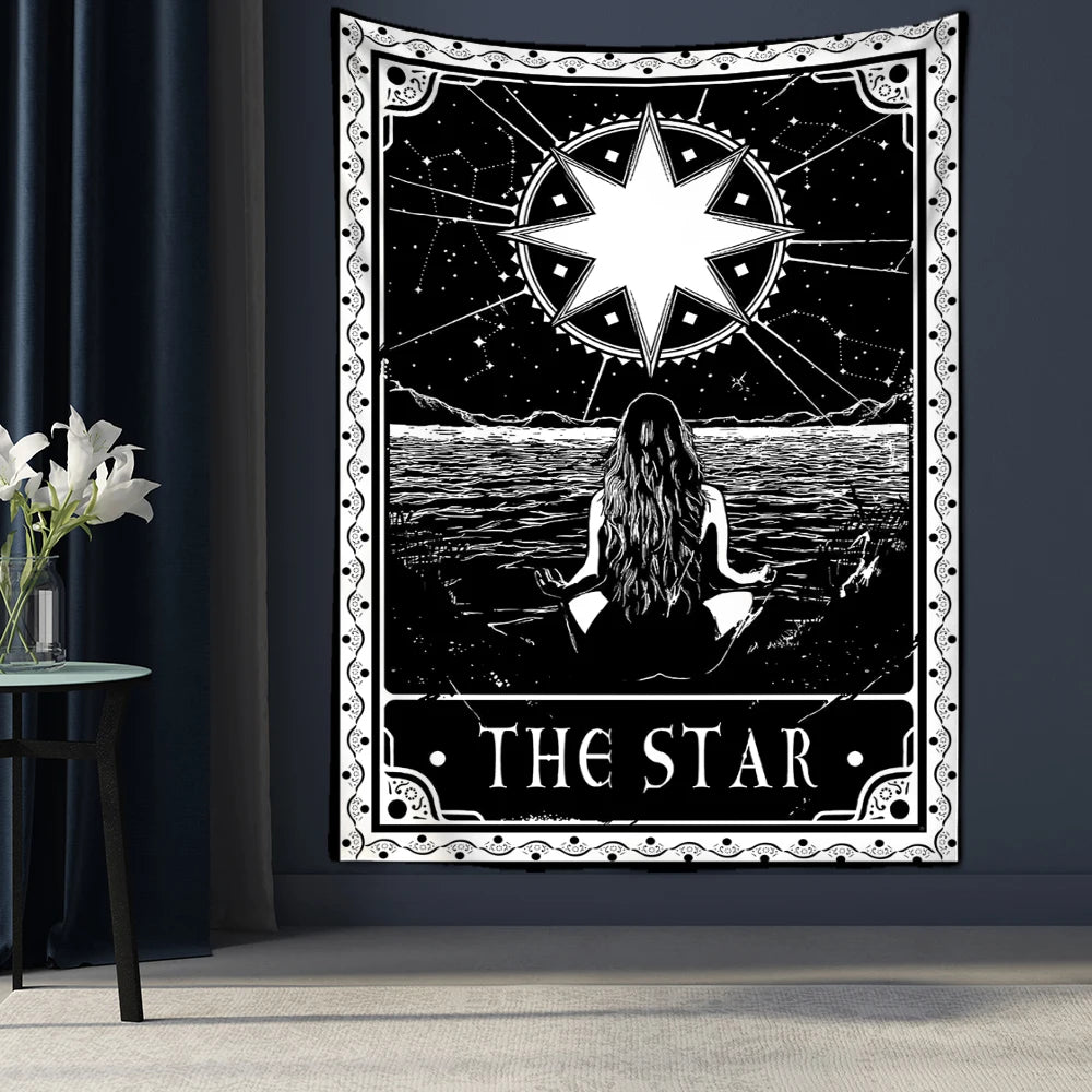 Tarot Tapestry Wall Hanging Witchcraft Divination Bed Sheet Beach Mat Bohemian Hippie TAPIZ Wall Home Decor