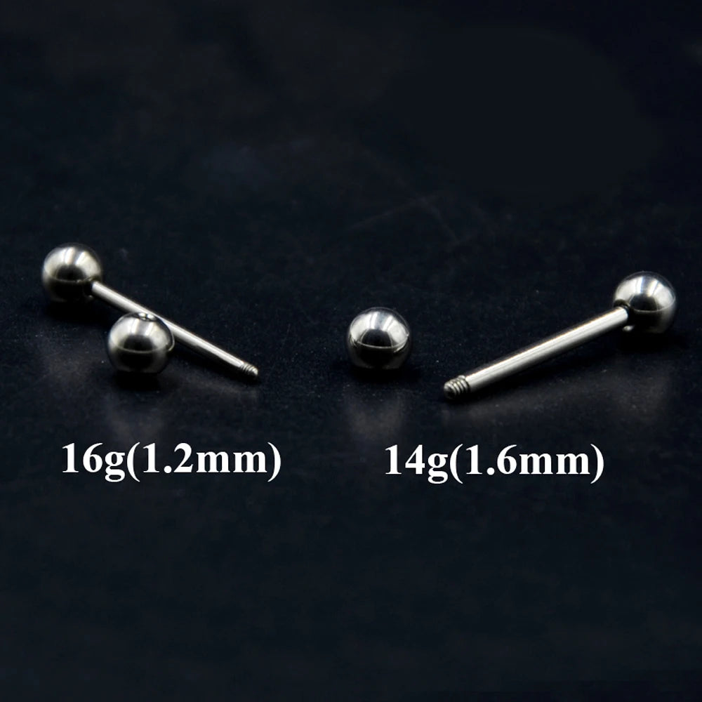 2 Pieces 14G/16G Surgical Steel Long Industrial Barbell Ring Tongue Nipple Bar Tragus Helix Ear Piercing Body Fashion Jewelry