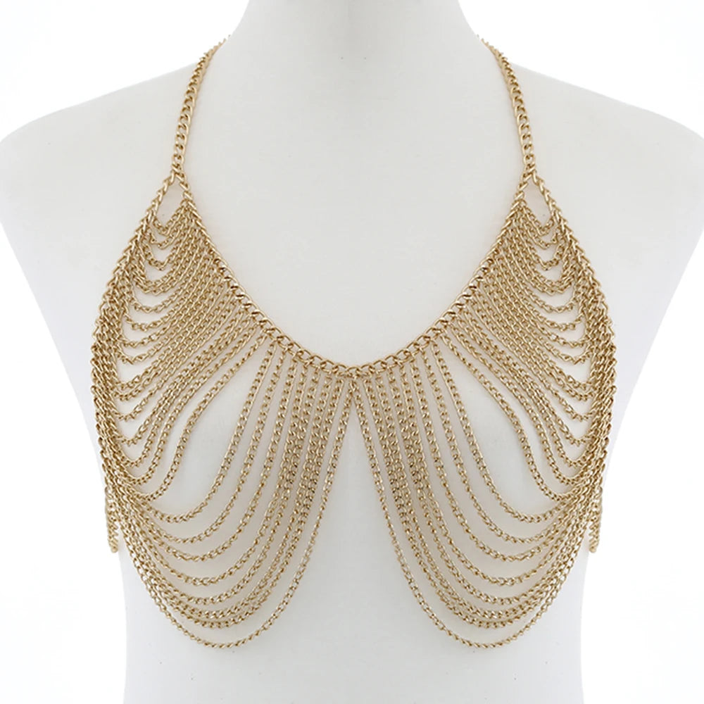 Sexy Chest Bra Chain Body Jewelry Women Metal Chain Multi Layer Body chain Jewelry Beach Accessories
