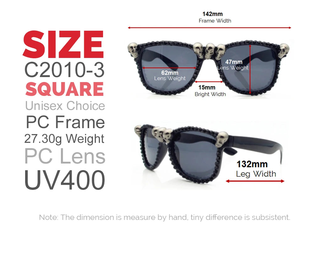 Women Gothic Skull Sunglasses Black Cat Eye Rhinestone Gorgeous Cateye UV400 Protection Ladies Round Sun Glasses Vintage Eyewear