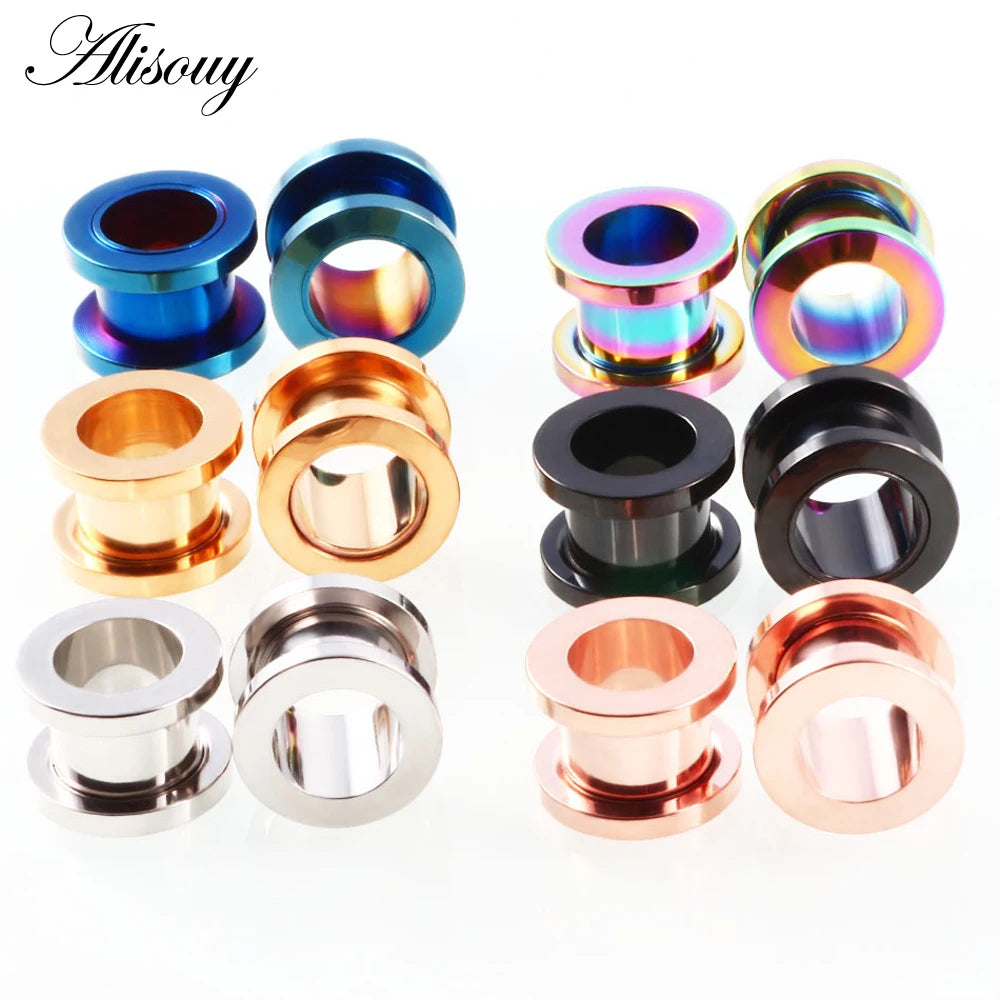 Alisouy 1PC 2-30mm Ear Gauges 316L Stainless Steel Ear Tunnels Plugs Piercing Jewelry Ear Stretchers Expander Plugs and Tunnels