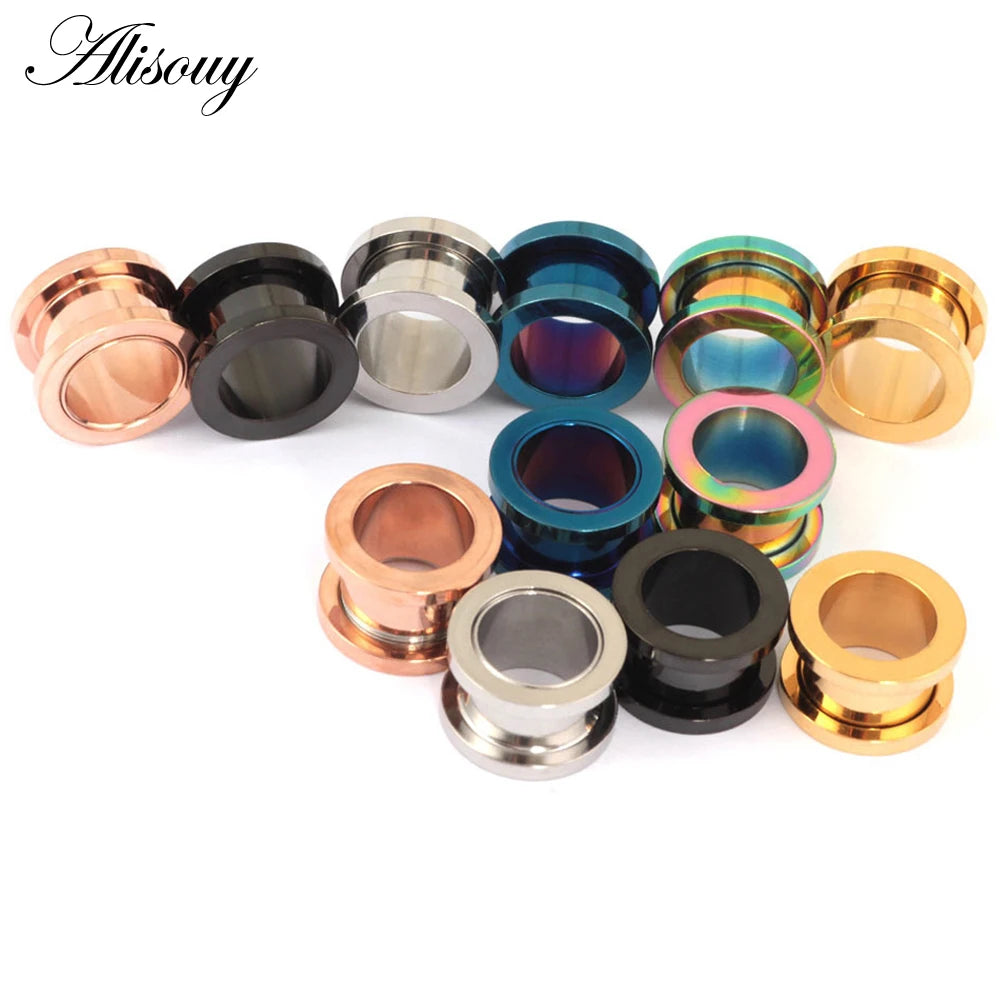 Alisouy 1PC 2-30mm Ear Gauges 316L Stainless Steel Ear Tunnels Plugs Piercing Jewelry Ear Stretchers Expander Plugs and Tunnels