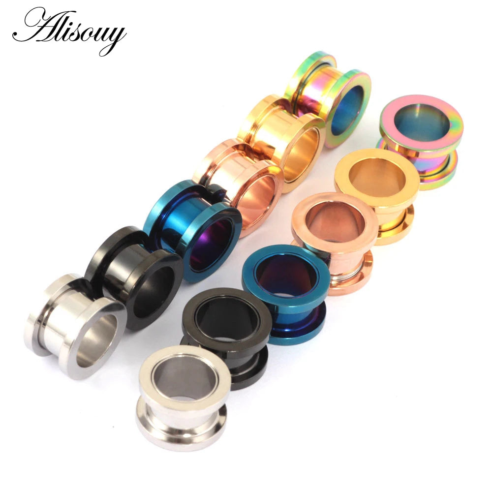 Alisouy 1PC 2-30mm Ear Gauges 316L Stainless Steel Ear Tunnels Plugs Piercing Jewelry Ear Stretchers Expander Plugs and Tunnels