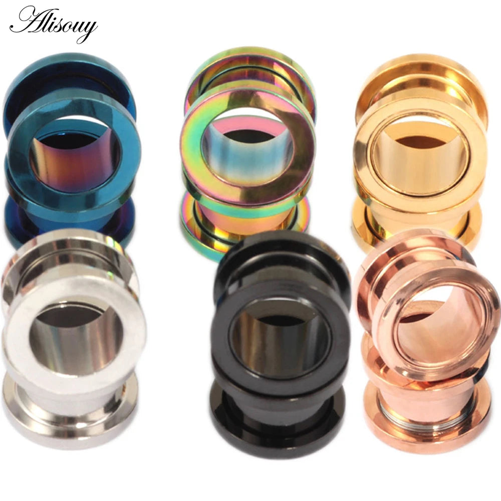 Alisouy 1PC 2-30mm Ear Gauges 316L Stainless Steel Ear Tunnels Plugs Piercing Jewelry Ear Stretchers Expander Plugs and Tunnels