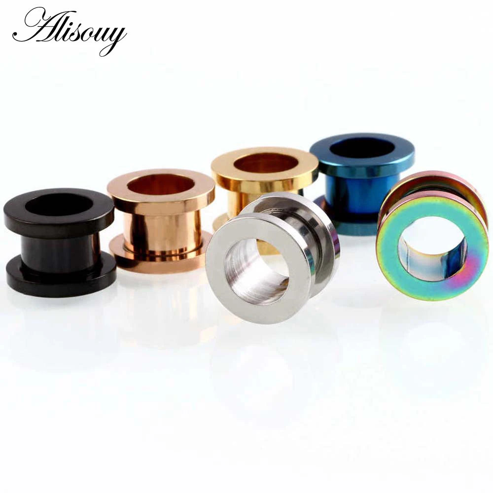 Alisouy 1PC 2-30mm Ear Gauges 316L Stainless Steel Ear Tunnels Plugs Piercing Jewelry Ear Stretchers Expander Plugs and Tunnels