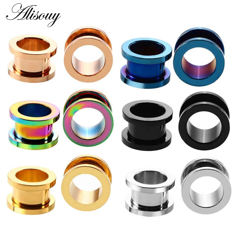 Alisouy 1PC 2-30mm Ear Gauges 316L Stainless Steel Ear Tunnels Plugs Piercing Jewelry Ear Stretchers Expander Plugs and Tunnels