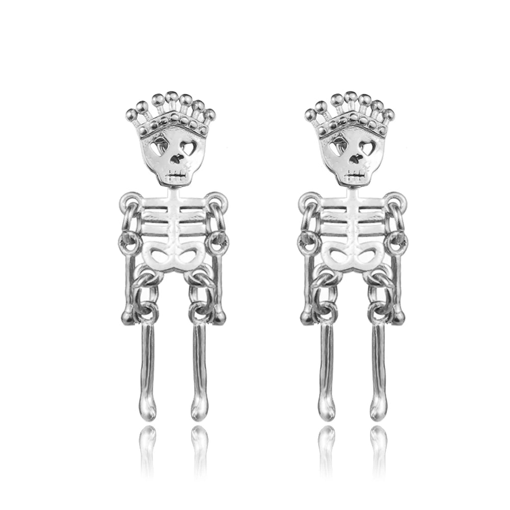 2021 Punk Stainless Surgical Steel Women Men's Stud Earrings Small Gothic Geometry Skeleton Rock Zircon Hip Hop Jewelry Earrings