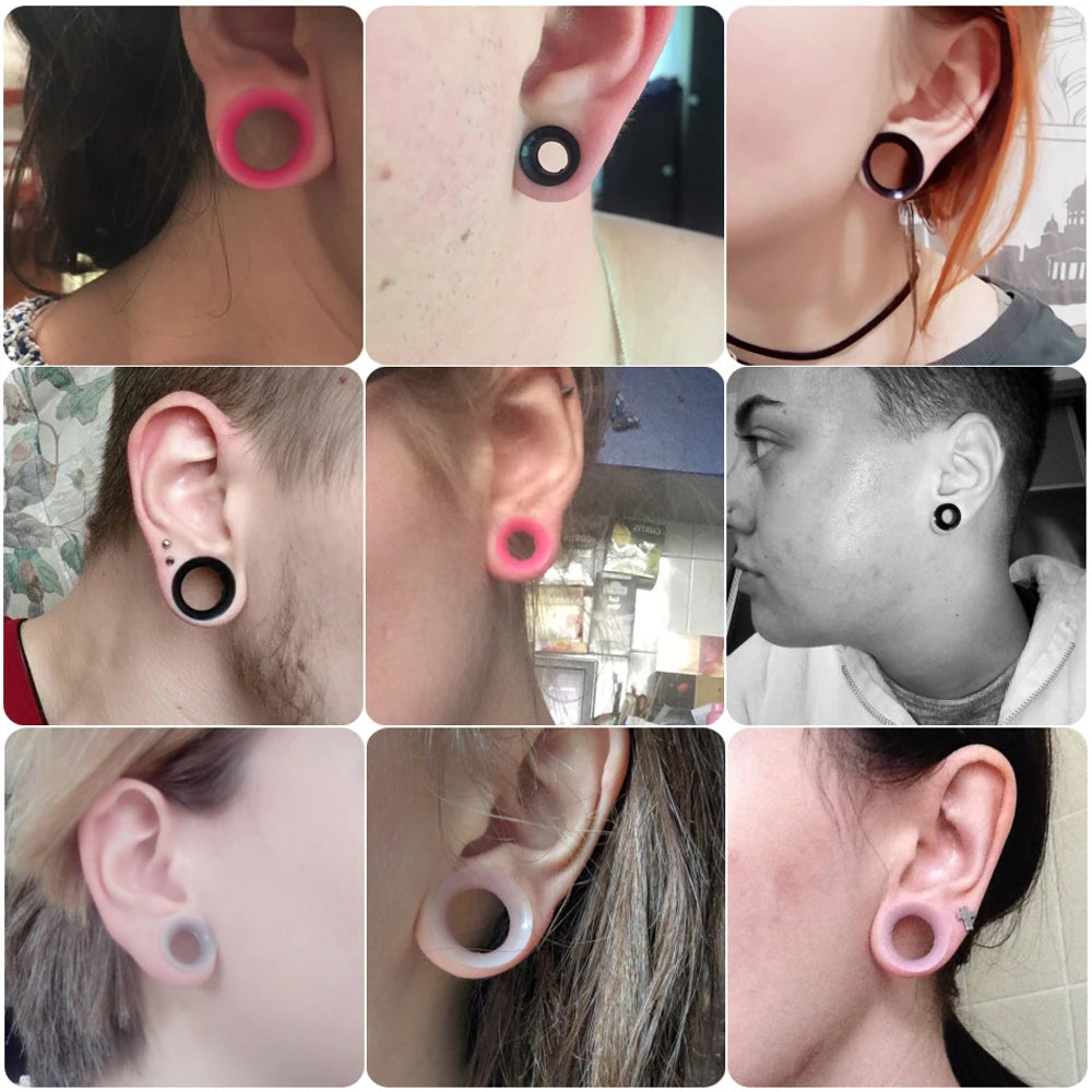 2Pcs Silicone Ear Plugs and Tunnels Ear Piercings Earlets Screwed Earring Expander Ear Gauges Body Jewelry Piercings
