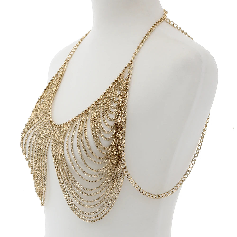 Sexy Chest Bra Chain Body Jewelry Women Metal Chain Multi Layer Body chain Jewelry Beach Accessories