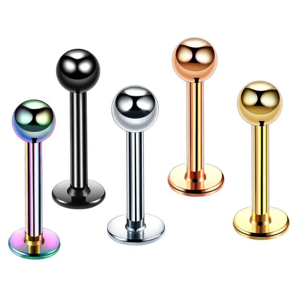 10pcs/lot Steel 16G Tragus Helix Bar 3mm Ball Labret Lip Bar Rings Stud Cartilage Ear Piercings Body Jewelry For Women Men