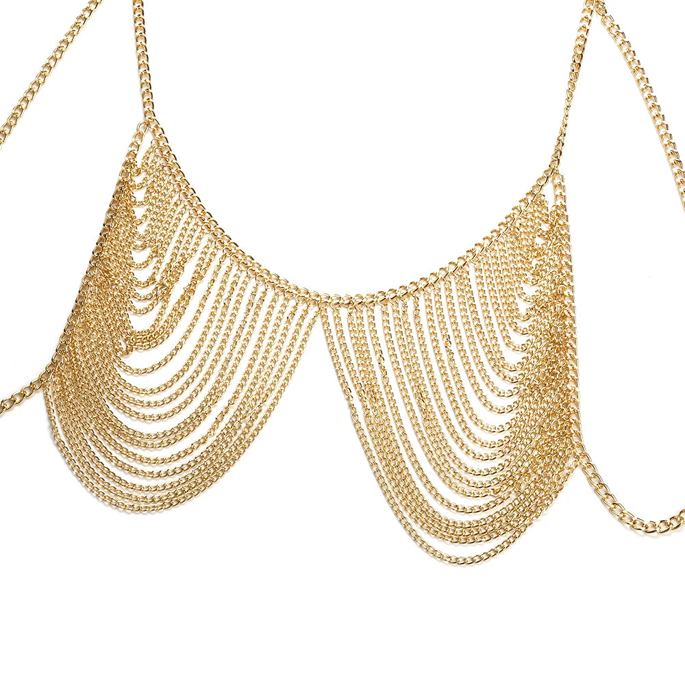 Sexy Chest Bra Chain Body Jewelry Women Metal Chain Multi Layer Body chain Jewelry Beach Accessories